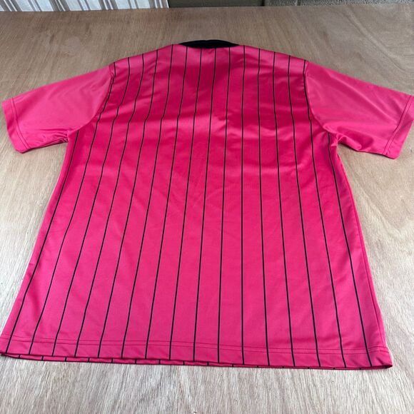 SCORE Referee Shirt Men’s Large Red Black Pinstripe Short Sleeve - Picture 2 of 4